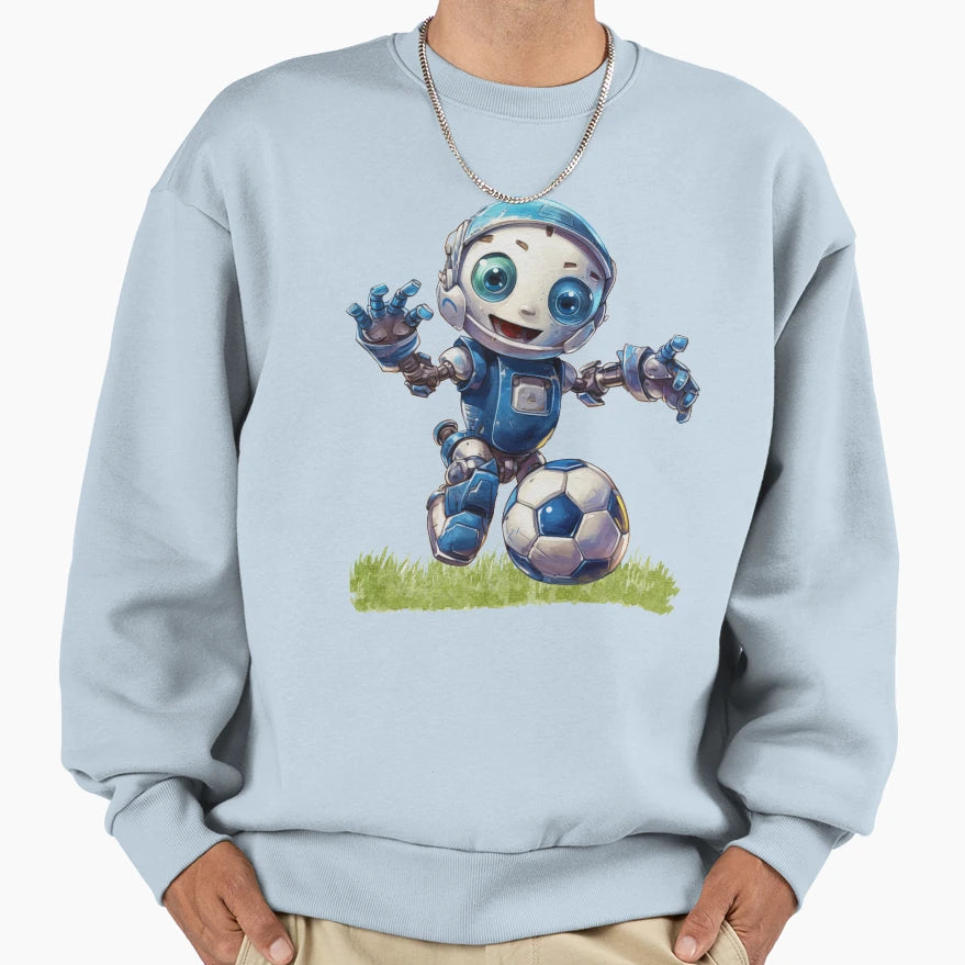 Robot Playing Football Sweatshirt - Graphic Print for Adults - T-Shirt, Sweatshirt, Hoodie