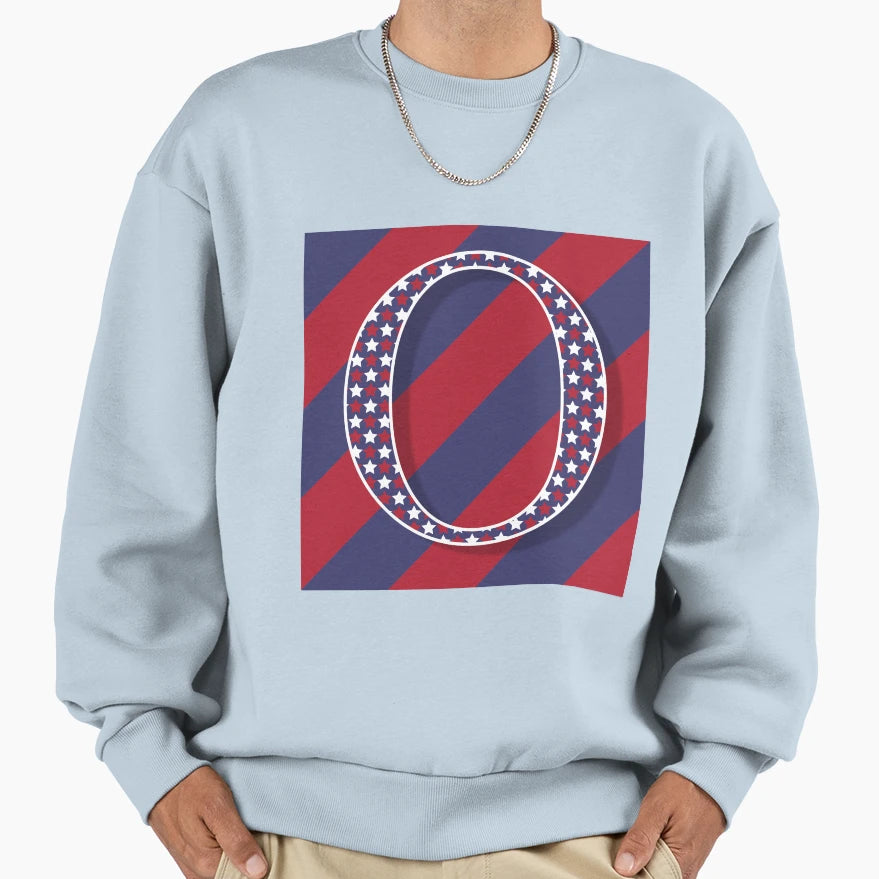 Letter O Americana Old Glory Red And Sweatshirt - Graphic Print for Adults - T-Shirt, Sweatshirt, Hoodie