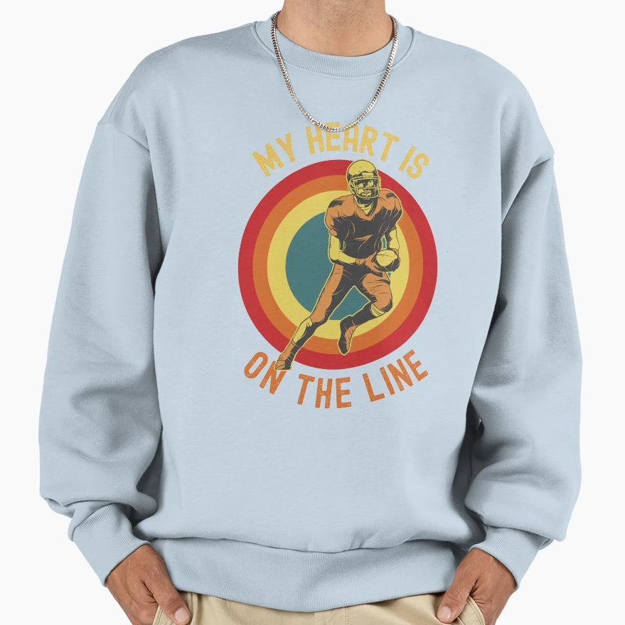 My Heart Is Line Football Offense Sweatshirt - Streetwear Style Men Women - T-Shirt, Sweatshirt, Hoodie