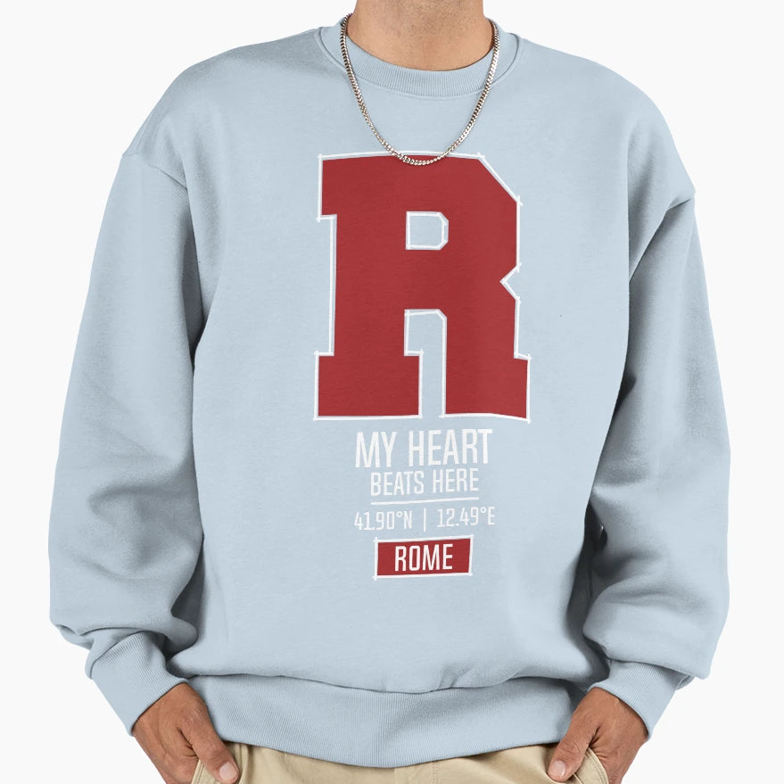 Rome My Heart Beats Here Black Sweatshirt - Trendy Graphic Unisex - T-Shirt, Sweatshirt, Hoodie