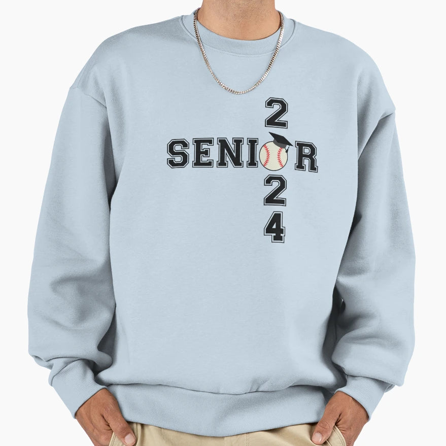 Class 2024 Senior Baseball Player Sweatshirt - Unique Graphic Men Women - T-Shirt, Sweatshirt, Hoodie