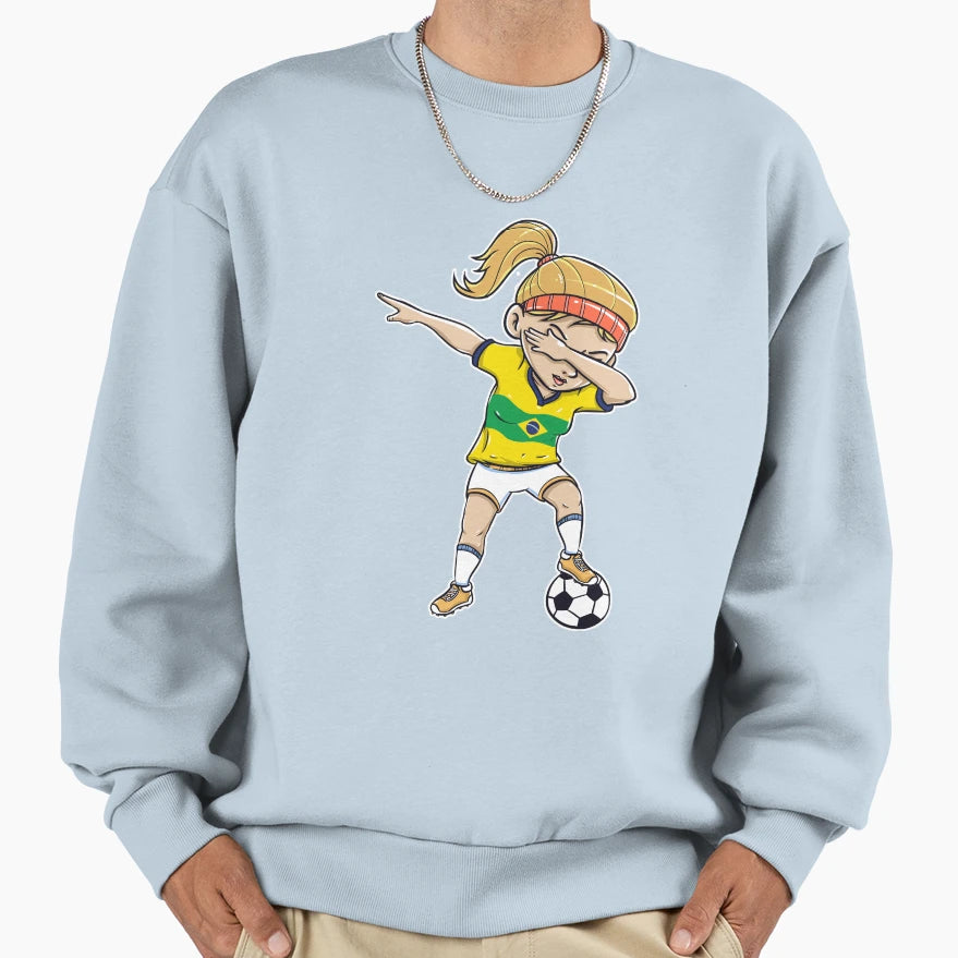 Dabbing Soccer Player Funny Brazil Fan T-Shirt - Novelty Apparel Men Women - T-Shirt, Sweatshirt, Hoodie
