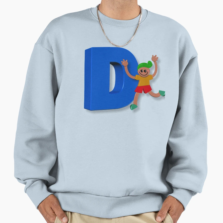 Letter Initial D Child Personalised Sweatshirt - Minimalist Print Unisex - T-Shirt, Sweatshirt, Hoodie