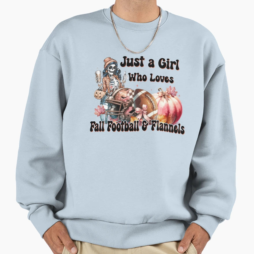 Fall Football Flannels Autumn Loves Sweatshirt - Trendy Graphic Men Women - T-Shirt, Sweatshirt, Hoodie