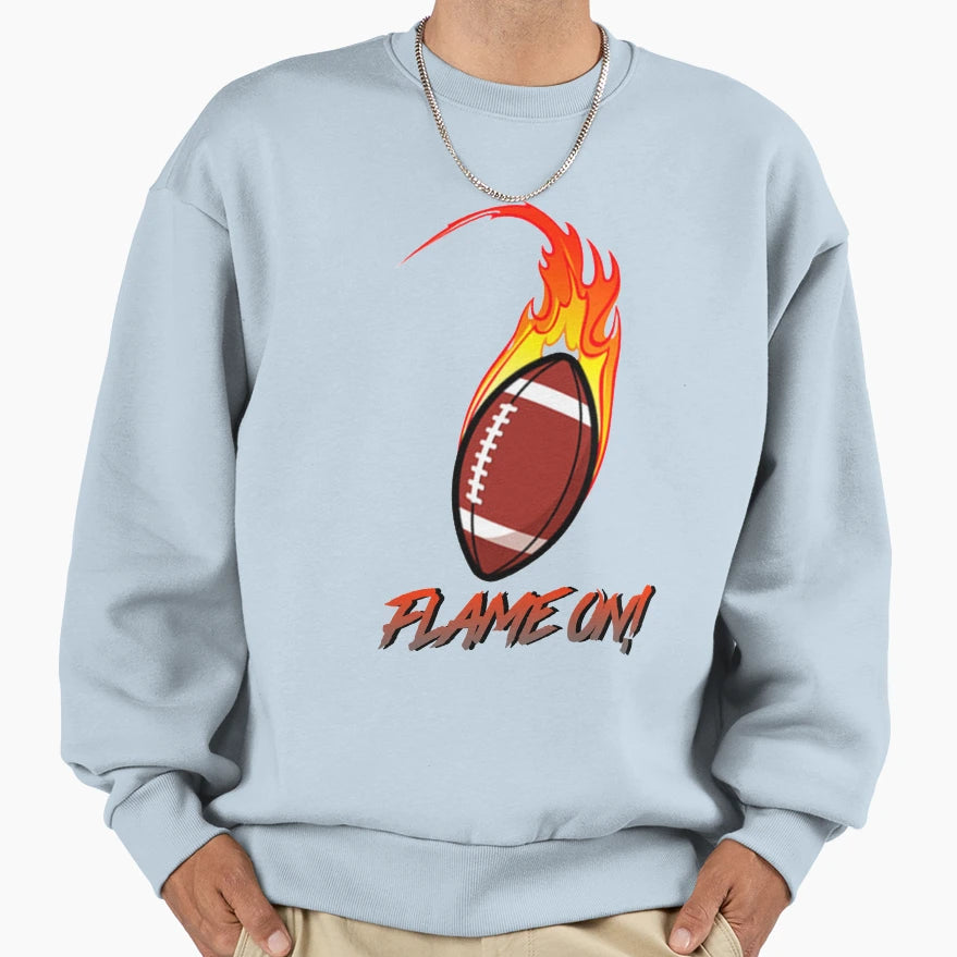 Flame American Football Sweatshirt - Aesthetic Graphic for Adults - T-Shirt, Sweatshirt, Hoodie