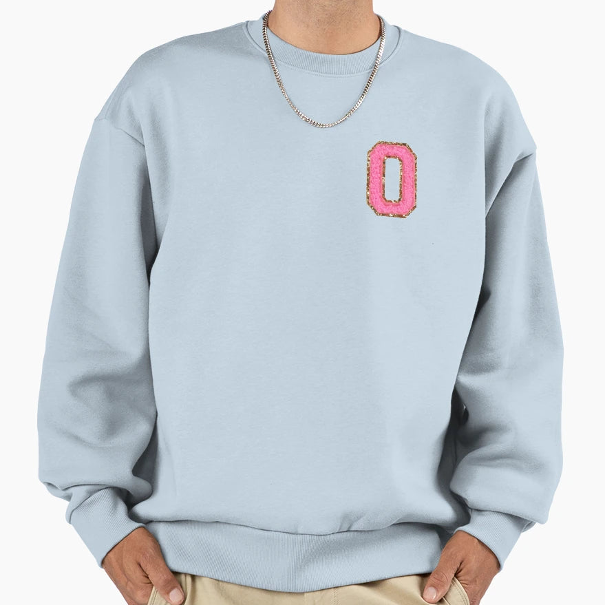 O Bubblegum Glitter Varsity Letter Sweatshirt - Minimalist Print Unisex - T-Shirt, Sweatshirt, Hoodie