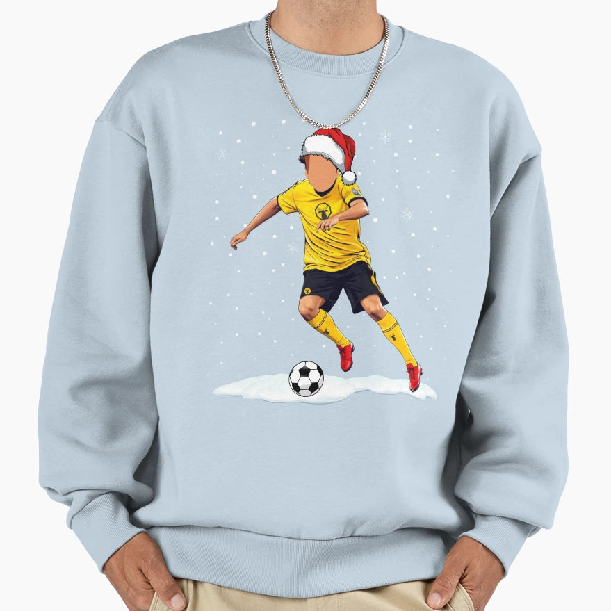 Footballer Chrsitmas Yellow Black Sweatshirt - Graphic Print for Adults - T-Shirt, Sweatshirt, Hoodie