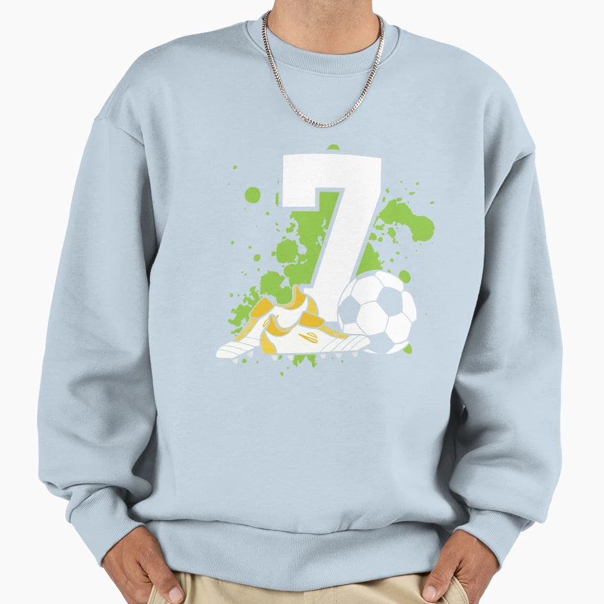 Football Birthday 7 Years Old 7Th Sweatshirt - Graphic Print Unisex - T-Shirt, Sweatshirt, Hoodie