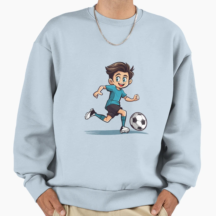 Cartoon Soccer Ball Logo Sweatshirt - Minimalist Print for Adults - T-Shirt, Sweatshirt, Hoodie