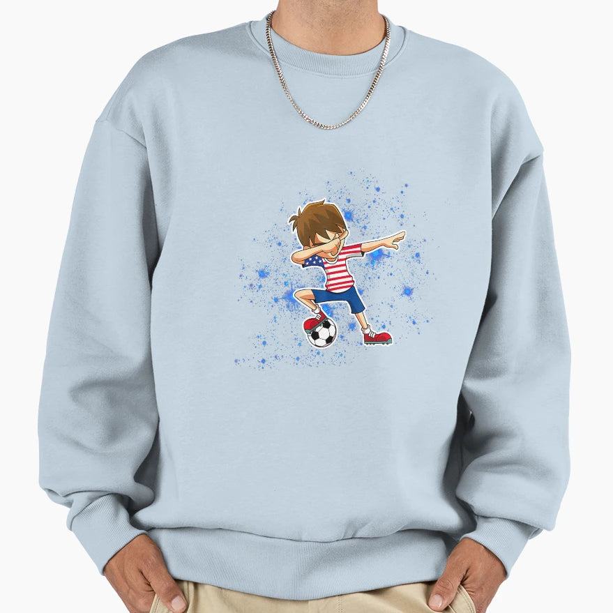 Dabbing Soccer American Flag 4Th Sweatshirt - Novelty Apparel Men Women - T-Shirt, Sweatshirt, Hoodie
