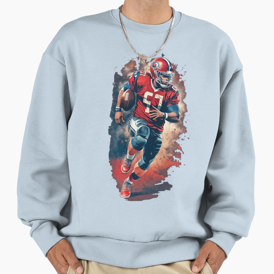 American Football Player Sweatshirt - Graphic Print for Adults - T-Shirt, Sweatshirt, Hoodie