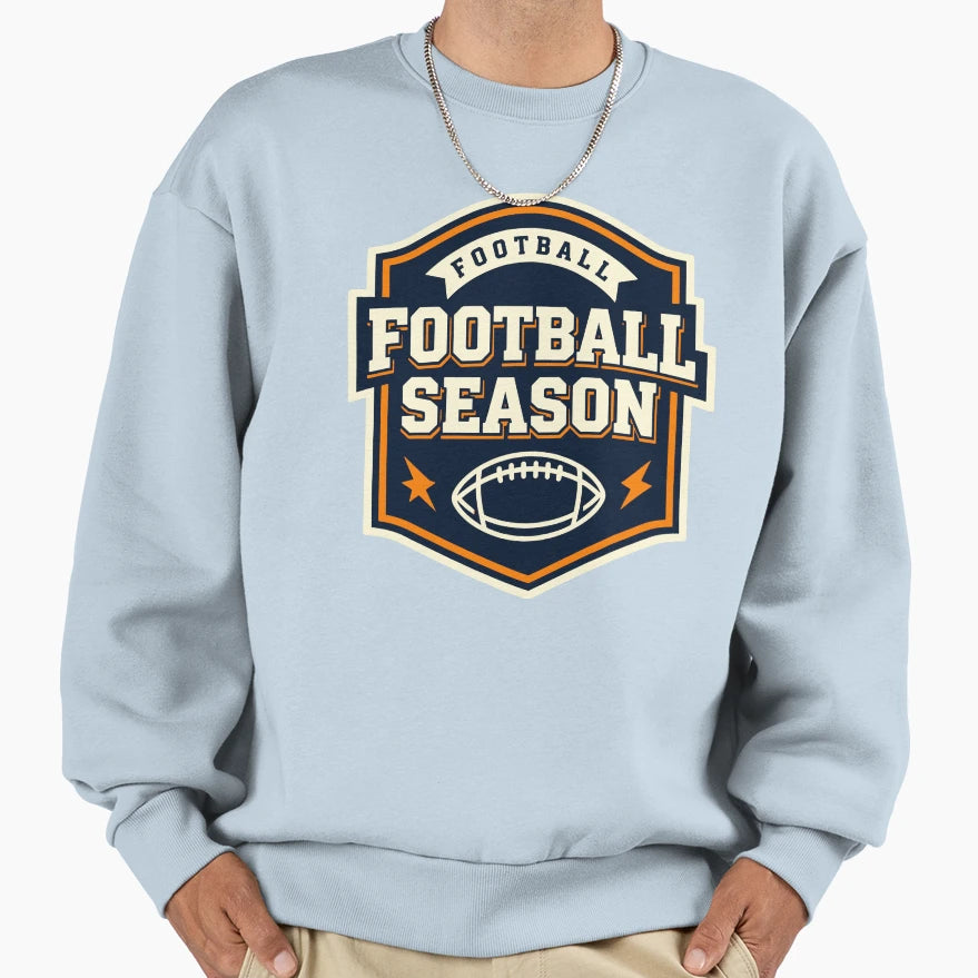 Football Season Badge American Sweatshirt - Casual Everyday Wear Unisex - T-Shirt, Sweatshirt, Hoodie