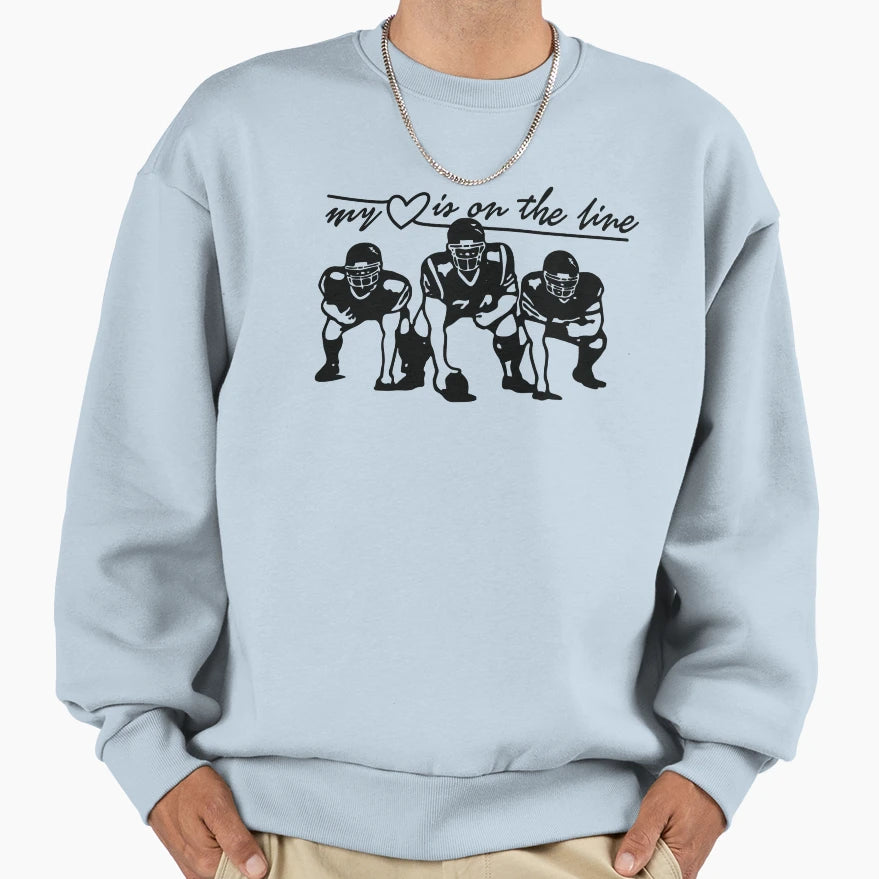 Football My Heart Is Line Offensive Sweatshirt - Custom Art Print Unisex - T-Shirt, Sweatshirt, Hoodie