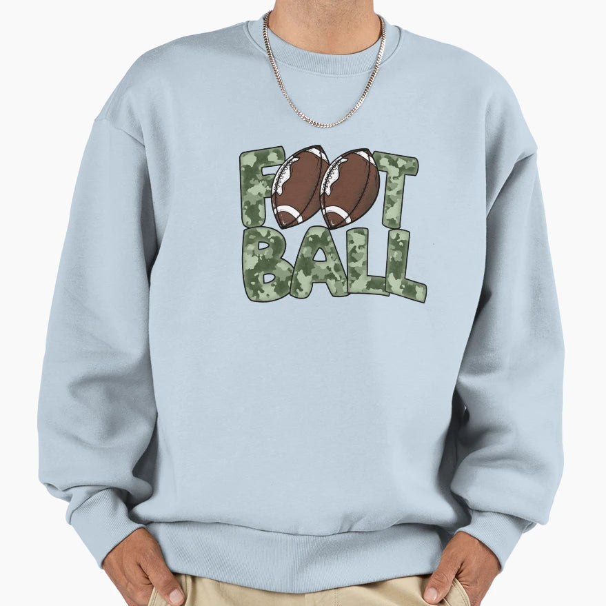 Camo Lettering Football Sweatshirt - Minimalist Print Men Women - T-Shirt, Sweatshirt, Hoodie