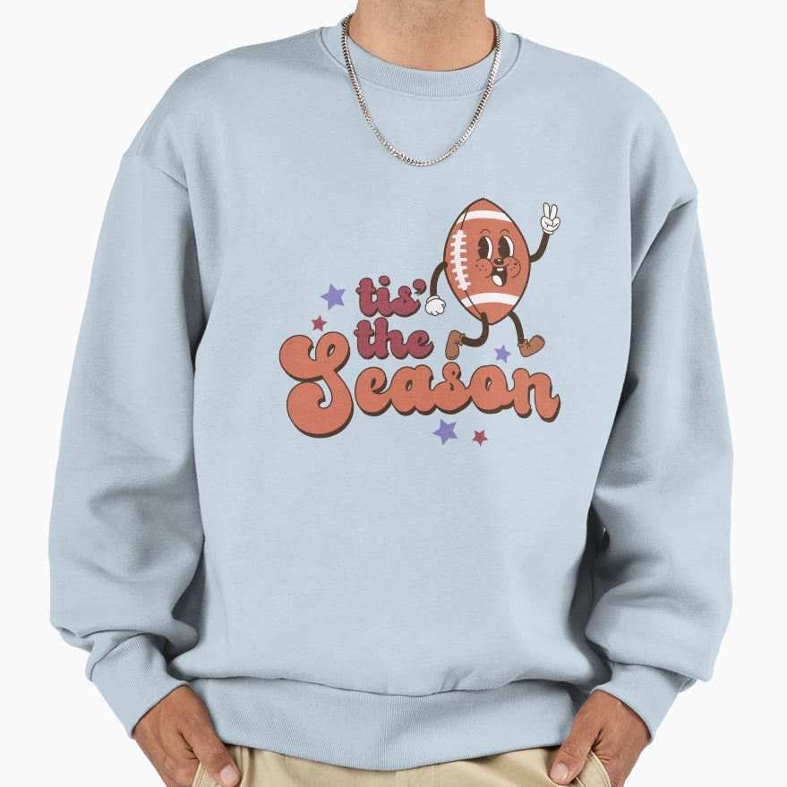 Tis Season Football Smiling Football Sweatshirt - Minimalist Print Unisex - T-Shirt, Sweatshirt, Hoodie
