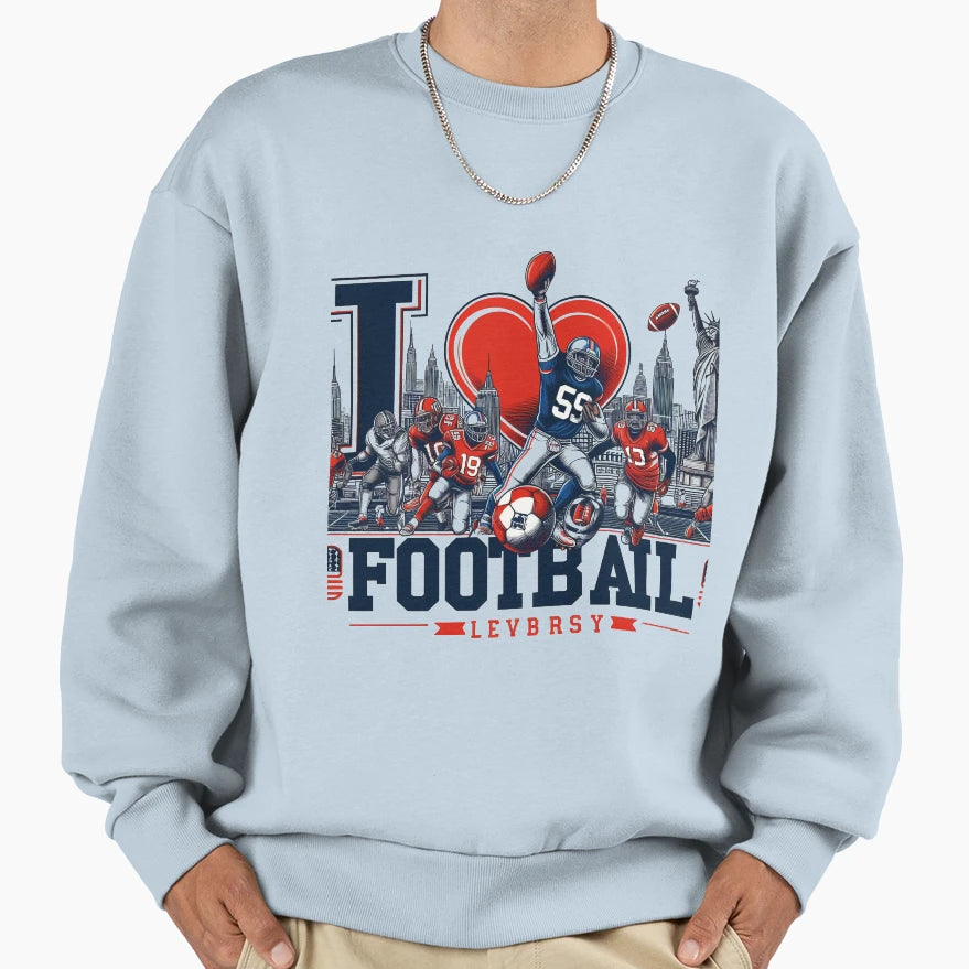 I Love Football Dynamic Rugby Scene Sweatshirt - Graphic Print Men Women - T-Shirt, Sweatshirt, Hoodie