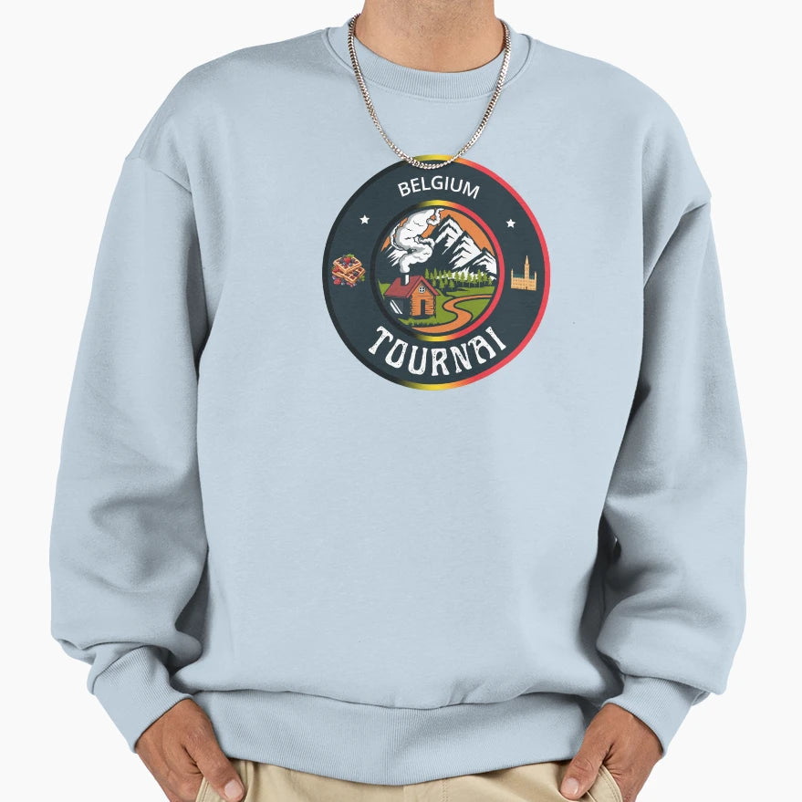 Tournai Belgium Emblem Sweatshirt - Novelty Apparel Men Women - T-Shirt, Sweatshirt, Hoodie