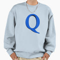 Letter Q Dimensional Blue Sweatshirt - Aesthetic Graphic Men Women - T-Shirt, Sweatshirt, Hoodie