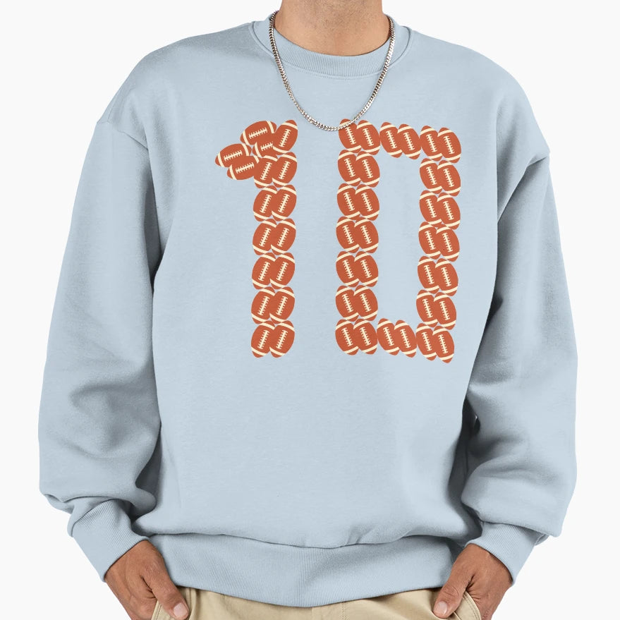 Player Number 10 Ten American Sweatshirt - Casual Everyday Wear for Adults - T-Shirt, Sweatshirt, Hoodie