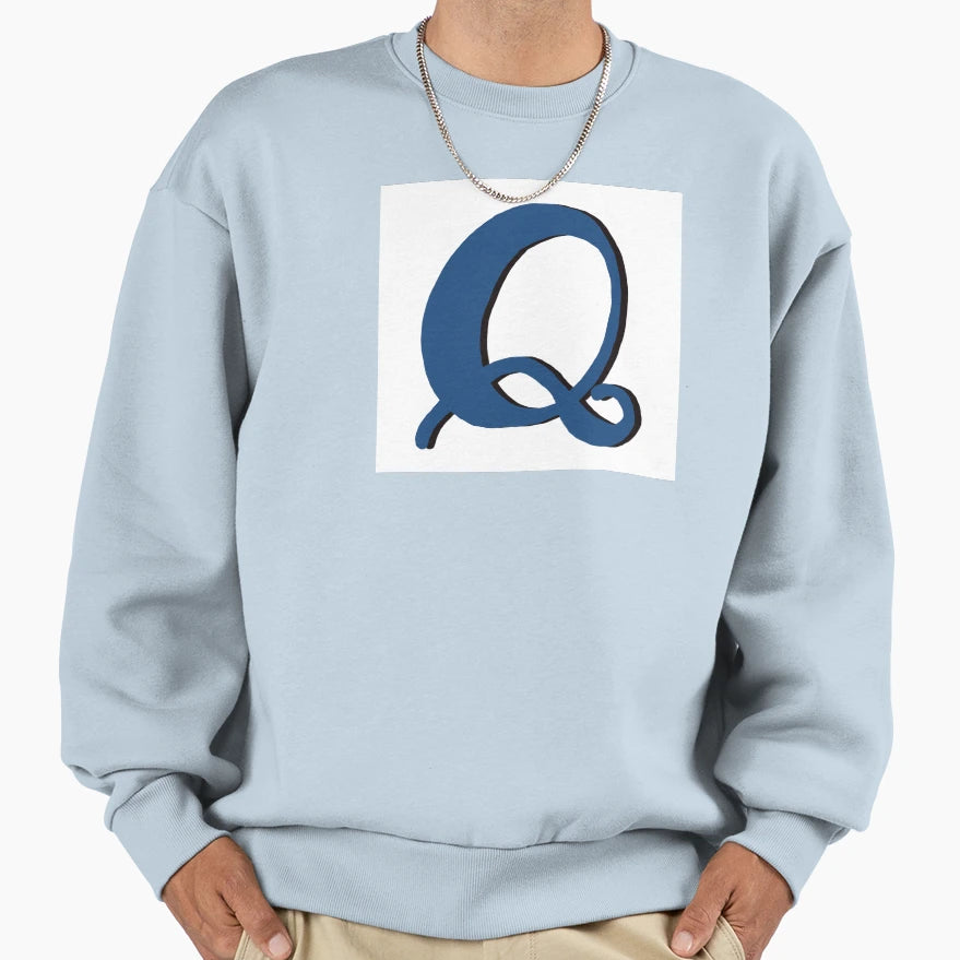 Letter Q Blue Initial Monogram Sweatshirt - Streetwear Style for Adults - T-Shirt, Sweatshirt, Hoodie