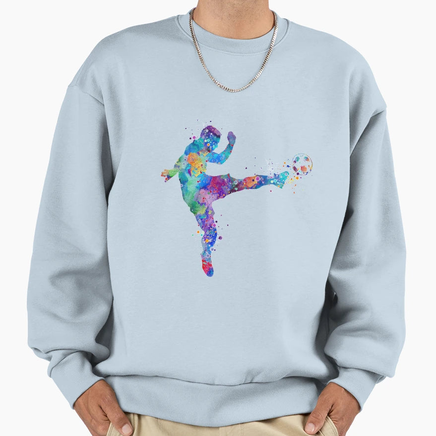 Soccer Player Watercolor Sweatshirt - Unique Graphic Unisex - T-Shirt, Sweatshirt, Hoodie