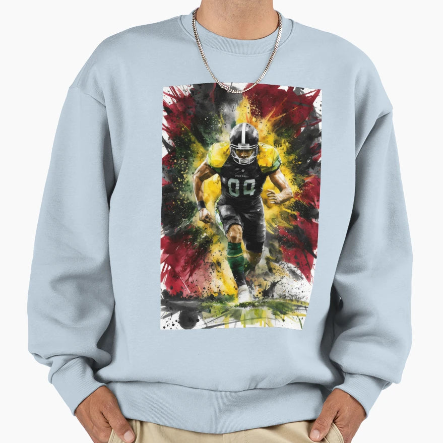 American Football Player Running Sweatshirt - Trendy Graphic for Adults - T-Shirt, Sweatshirt, Hoodie