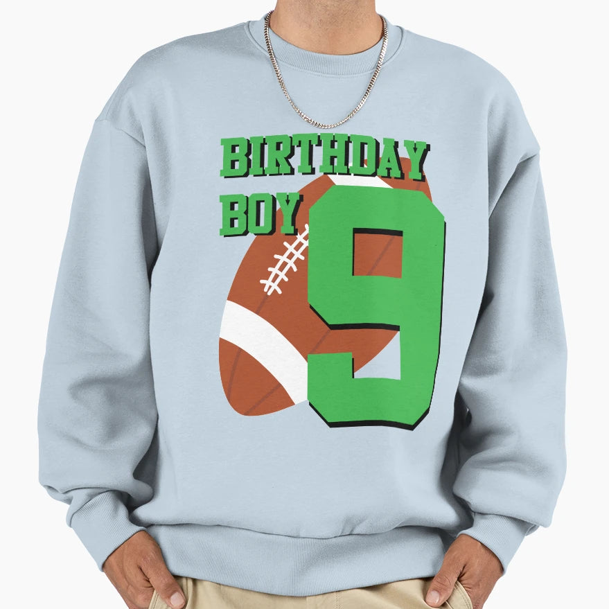 9Th Birthday Football Art 9 Year Old Sweatshirt - Custom Art Print Unisex - T-Shirt, Sweatshirt, Hoodie