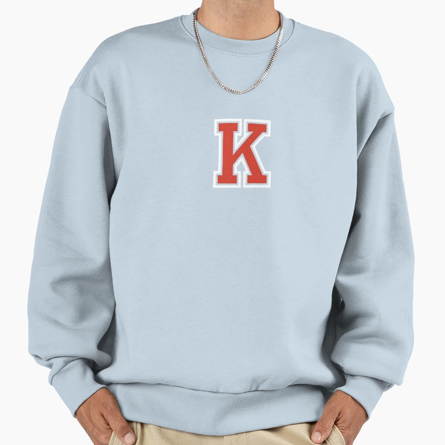 Letter K Initial K Varsity Red Sweatshirt - Unique Graphic for Adults - T-Shirt, Sweatshirt, Hoodie