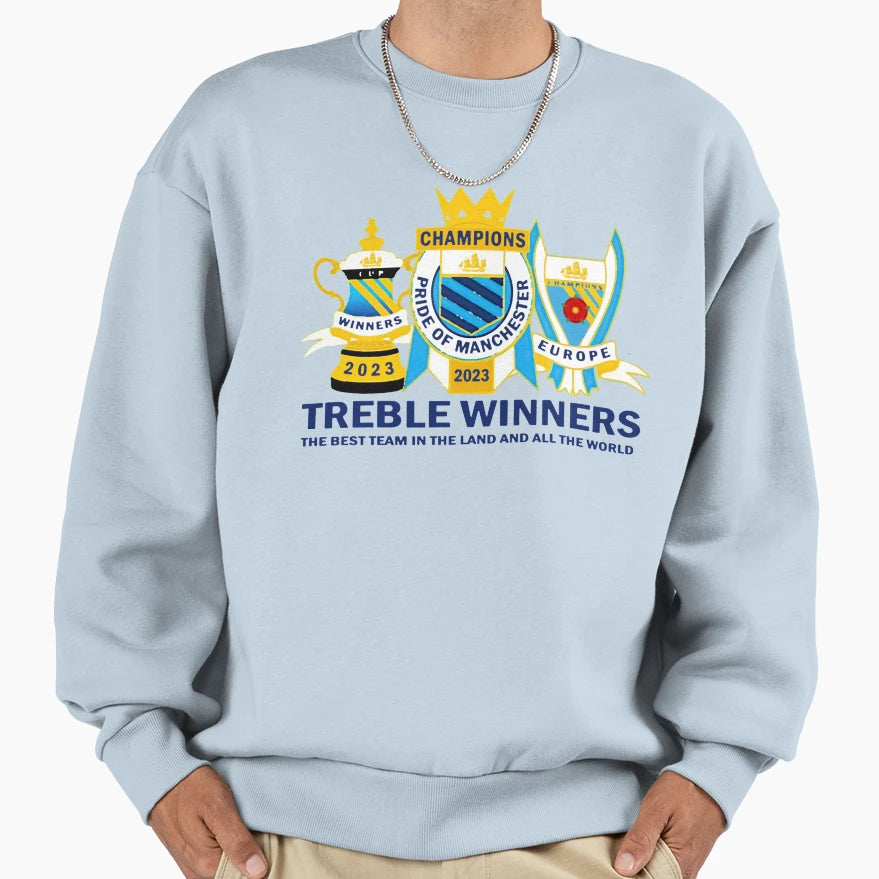 Manchester City Treble Winners Sweatshirt - Streetwear Style Men Women - T-Shirt, Sweatshirt, Hoodie