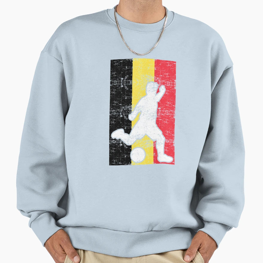 Belgium Flag Soccer Player Sweatshirt - Casual Everyday Wear Unisex - T-Shirt, Sweatshirt, Hoodie