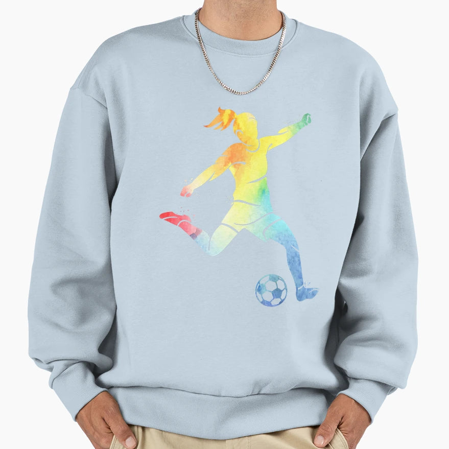 Playing Soccer Kicking Ball Sweatshirt - Aesthetic Graphic Unisex - T-Shirt, Sweatshirt, Hoodie