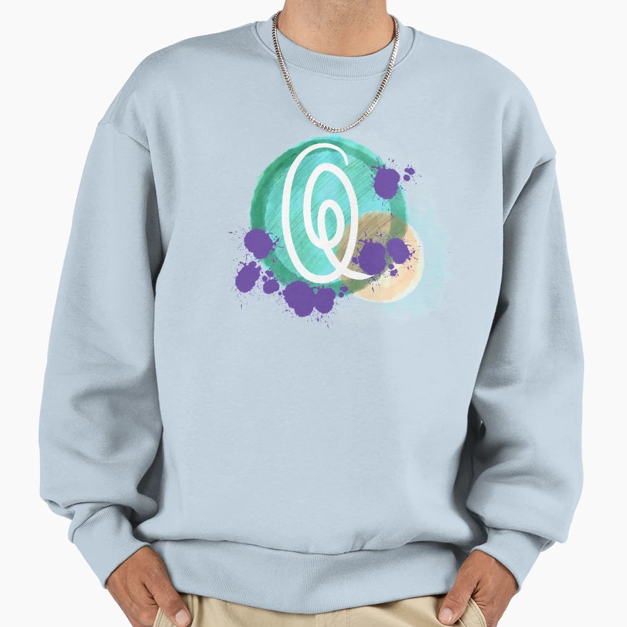 Watercolor Monogram Q Sweatshirt - Casual Everyday Wear Men Women - T-Shirt, Sweatshirt, Hoodie