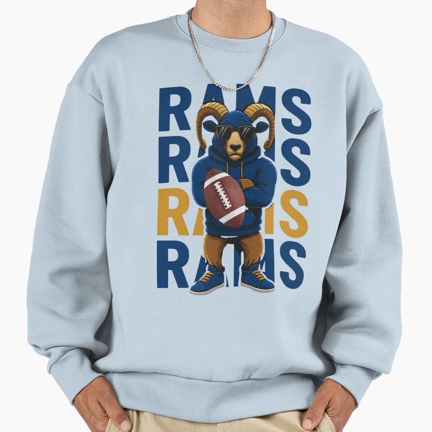 Rams Whose House Ram Game Day Sweatshirt - Minimalist Print for Adults - T-Shirt, Sweatshirt, Hoodie