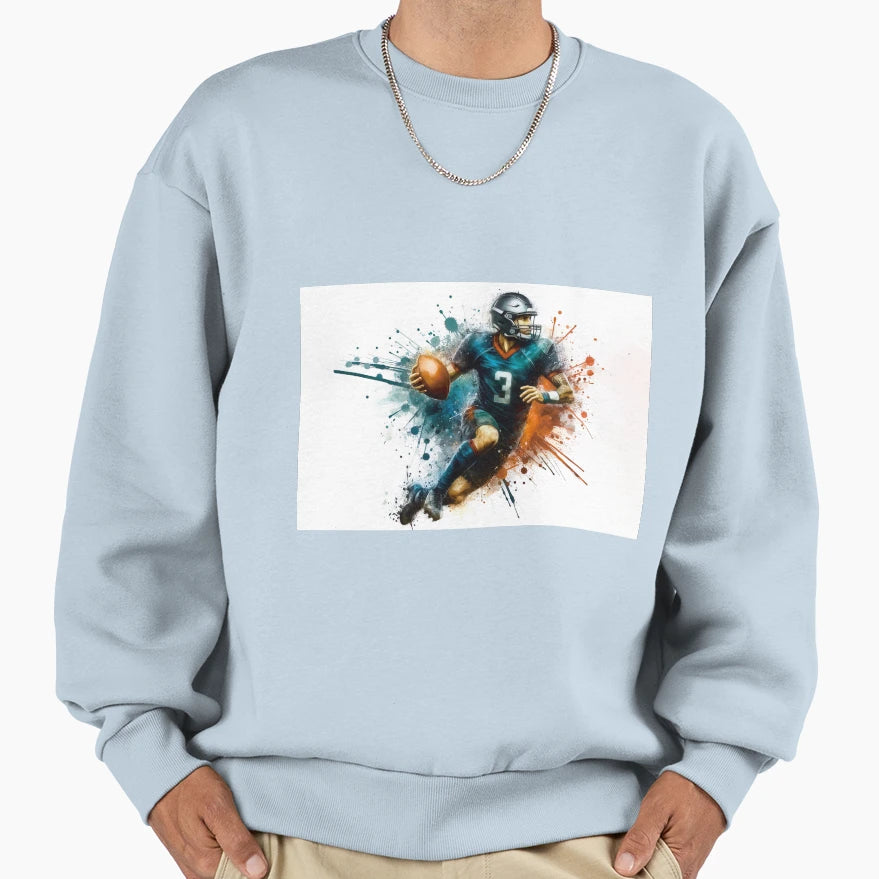American Football Player Watercolor Sweatshirt - Minimalist Print Unisex - T-Shirt, Sweatshirt, Hoodie
