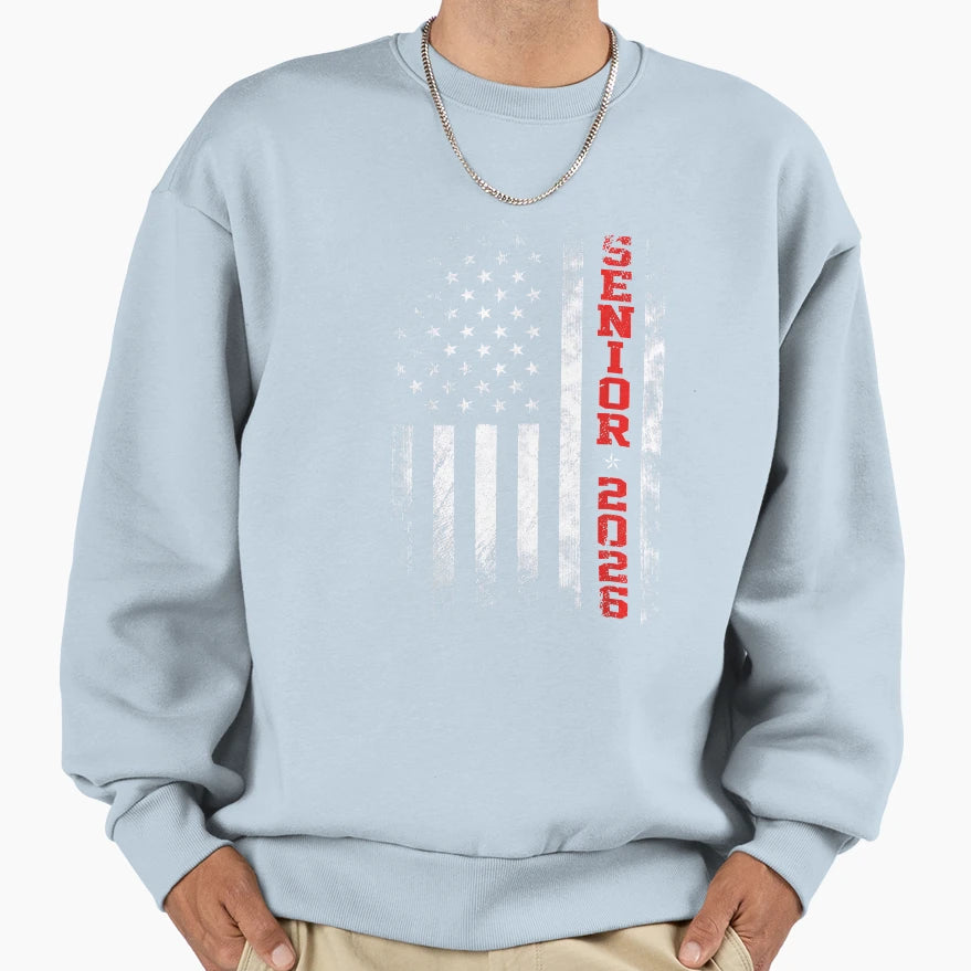 Senior Year 2026 American Flag Sweatshirt - Fun Novelty Design for Adults - T-Shirt, Sweatshirt, Hoodie
