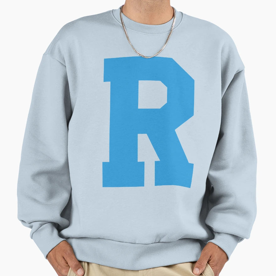 Alphabet Blue R Sports Letter R Sweatshirt - Minimalist Print Men Women - T-Shirt, Sweatshirt, Hoodie