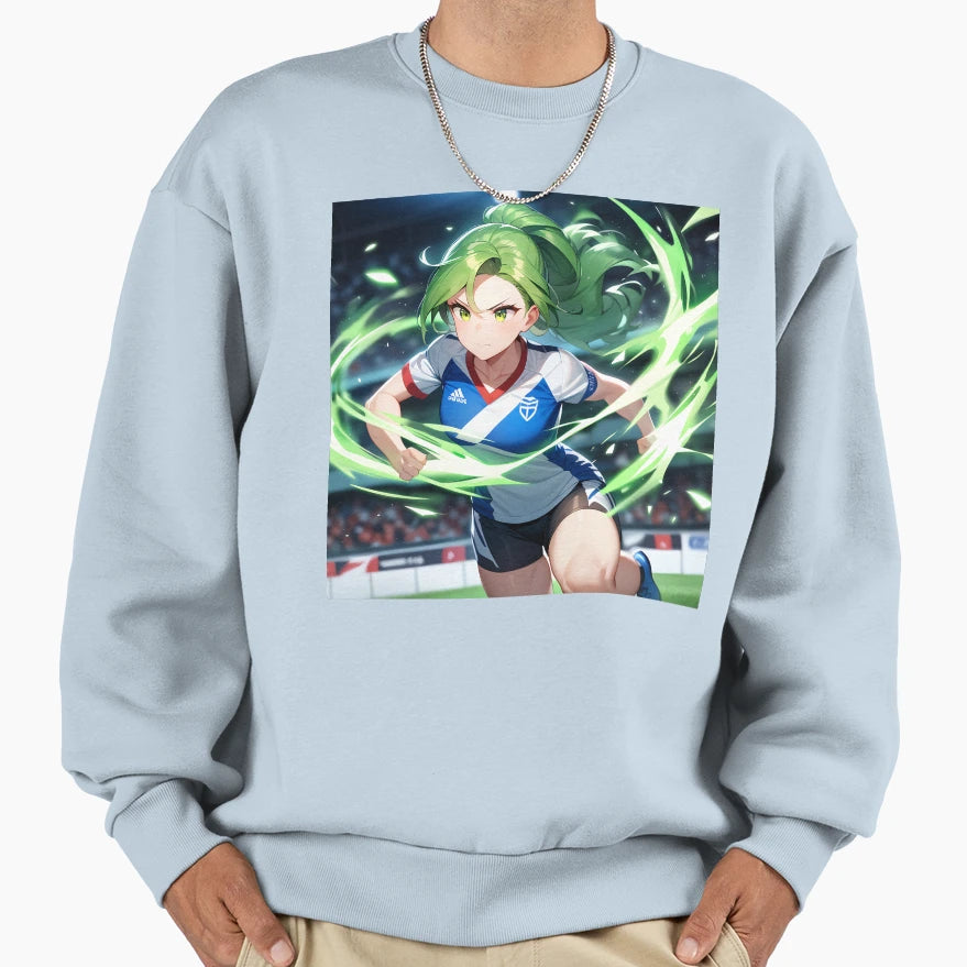 Anime Female Footballer Sweatshirt - Trendy Graphic for Adults - T-Shirt, Sweatshirt, Hoodie