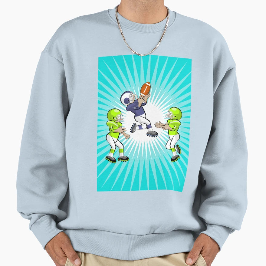 American Football Player Stays Ball Sweatshirt - Unique Graphic for Adults - T-Shirt, Sweatshirt, Hoodie