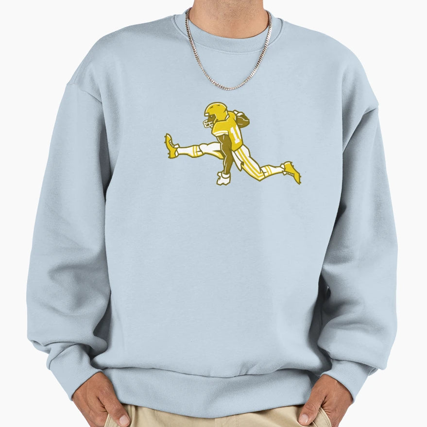 Football Player Running Sweatshirt - Fun Novelty Design for Adults - T-Shirt, Sweatshirt, Hoodie