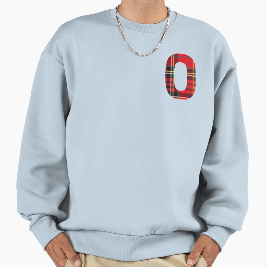 Red Plaid Letter O Sweatshirt - Unique Graphic for Adults - T-Shirt, Sweatshirt, Hoodie