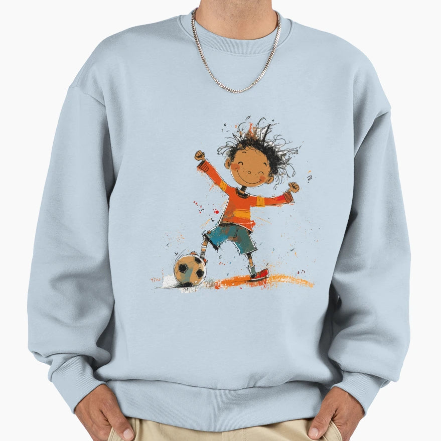 Little Playing Soccer Sweatshirt - Minimalist Print Men Women - T-Shirt, Sweatshirt, Hoodie