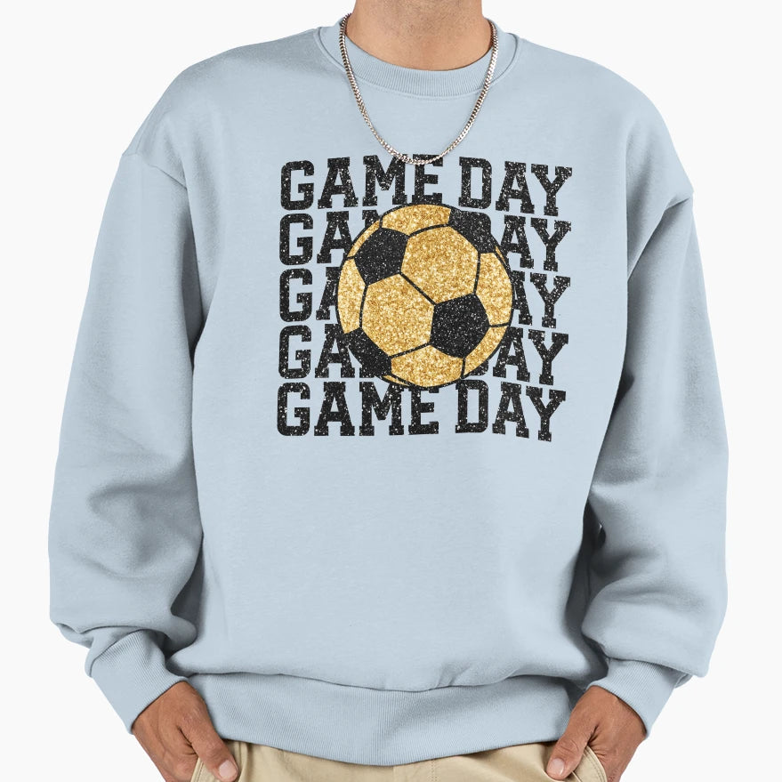 Game Day Gold Glitter Soccer Sweatshirt - Casual Everyday Wear for Adults - T-Shirt, Sweatshirt, Hoodie