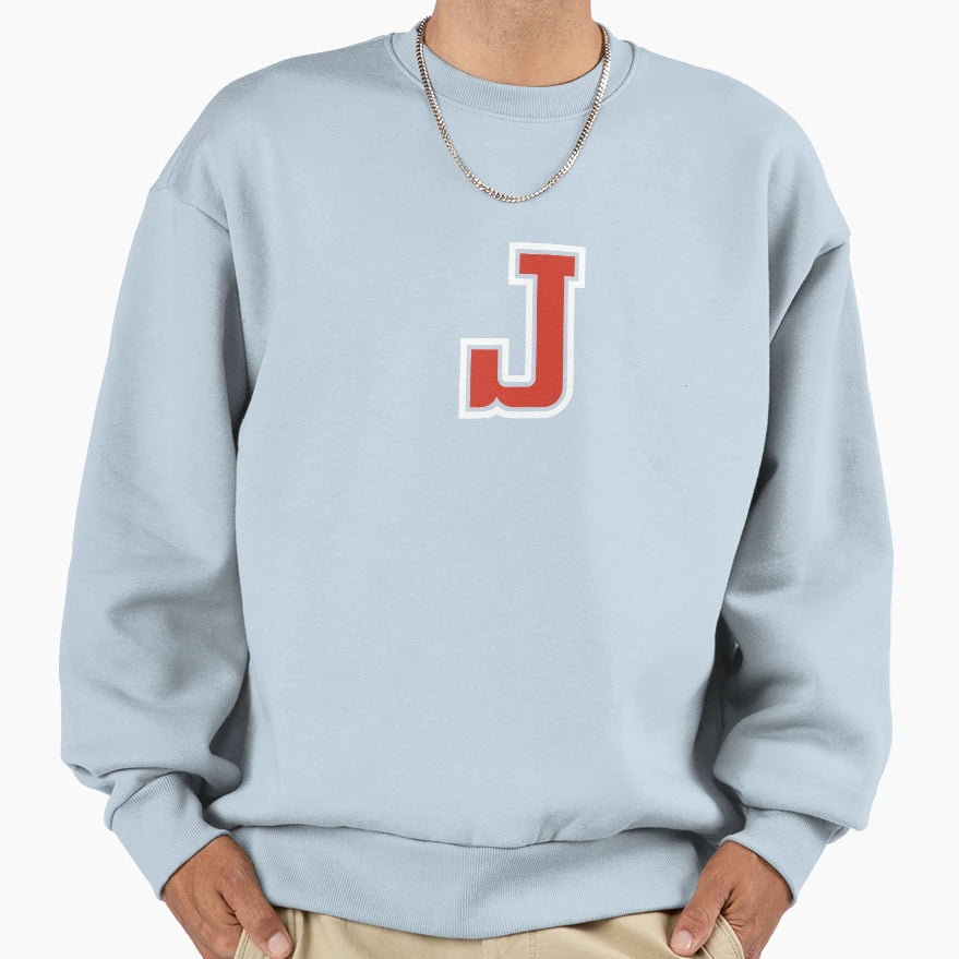 Letter J Initial J Varsity Red Sweatshirt - Custom Art Print Unisex - T-Shirt, Sweatshirt, Hoodie