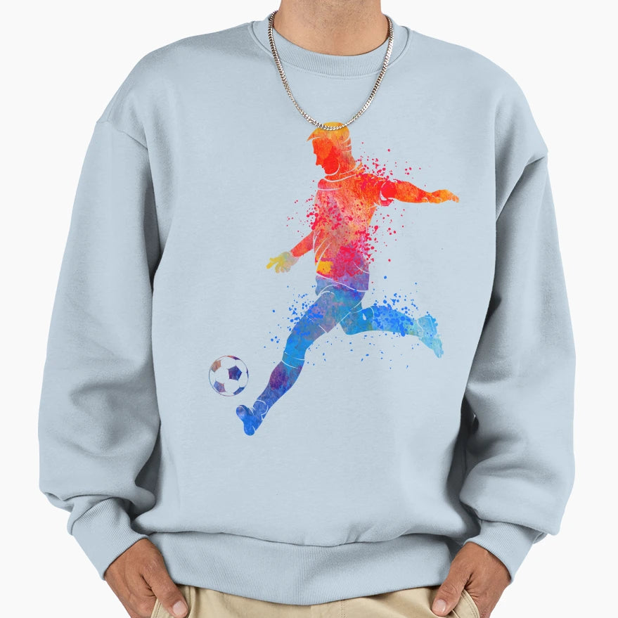 Soccer Player Watercolour Sports Sweatshirt - Streetwear Style for Adults - T-Shirt, Sweatshirt, Hoodie