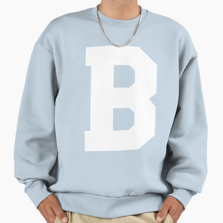 Alphabet White B Sports Letter B Sweatshirt - Aesthetic Graphic Unisex - T-Shirt, Sweatshirt, Hoodie