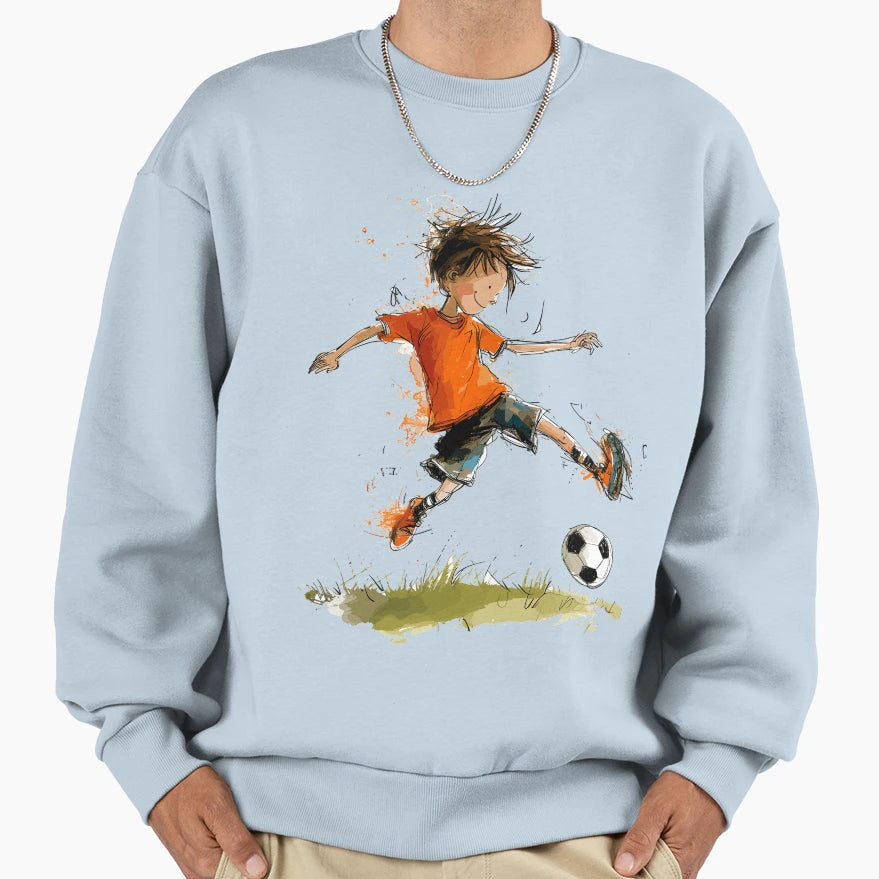 Little Playing Soccer Sweatshirt - Custom Art Print Unisex - T-Shirt, Sweatshirt, Hoodie