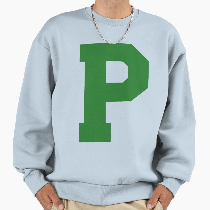 Alphabet Green P Sports Letter P Sweatshirt - Novelty Apparel for Adults - T-Shirt, Sweatshirt, Hoodie