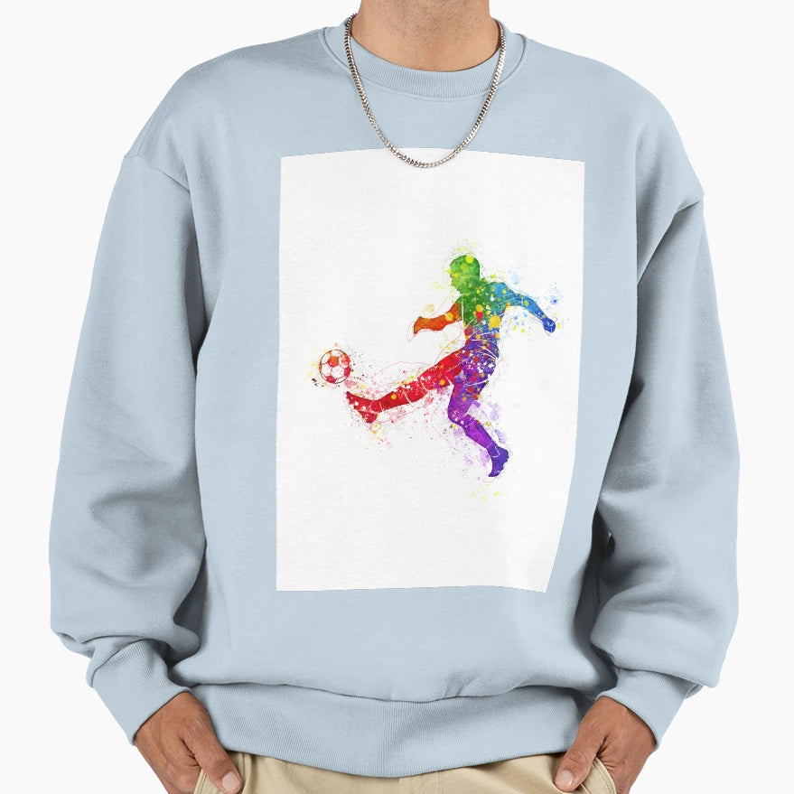 Soccer Player Watercolor Running Sweatshirt - Streetwear Style for Adults - T-Shirt, Sweatshirt, Hoodie
