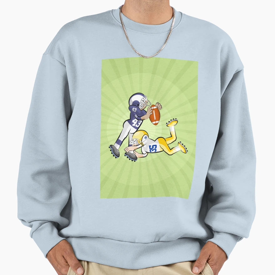 American Football Player Blocks His Sweatshirt - Unique Graphic Men Women - T-Shirt, Sweatshirt, Hoodie
