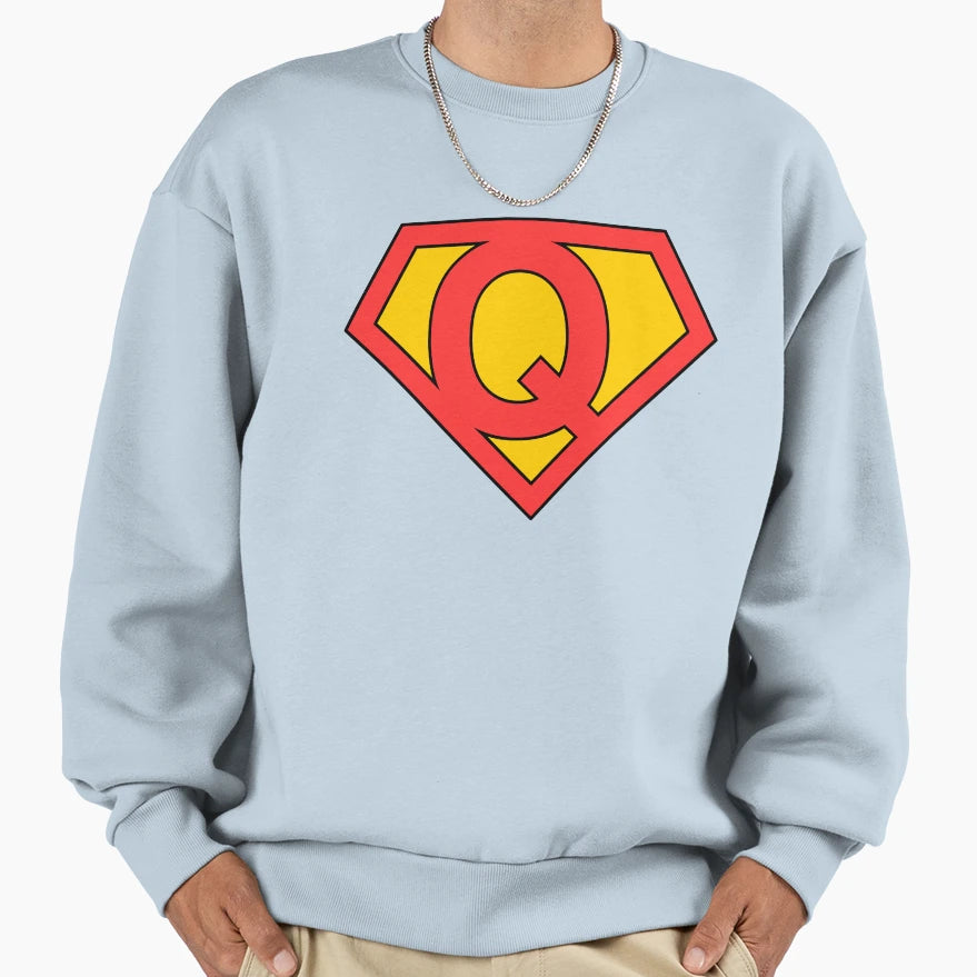 Letter Q Super Letter Red And Yellow Sweatshirt - Unique Graphic for Adults - T-Shirt, Sweatshirt, Hoodie
